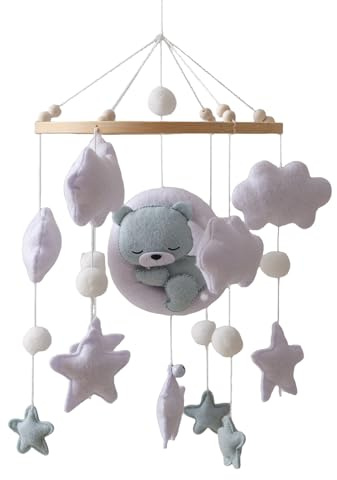 Babybett-Mobile – entzückende hängende Dekoration für Babyzimmer 23 x 23 cm Tragbares Mobile mit Plüschtieren, beruhigendes Spielzeug für Kinderbett für und Mädchen, ideal für Schlafzimmer