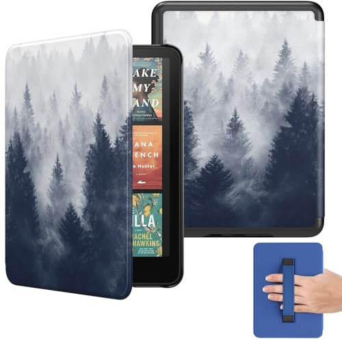 MoKo Case for All-New 7 Kindle Paperwhite(12th Gen 2024) and Kindle Colorsoft Signature Edition 2024, Lightweight Shell Cover with Hand Strap Auto Wake/Sleep for Kindle Paperwhite 2024, Gray Forest