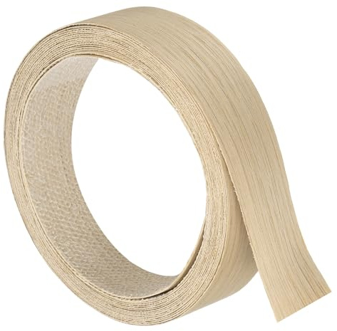 QUARKZMAN Banda De Cantos De Chapa De Madera De 1-1/2 Pulgada X 16 Pies, Tiras De Borde De Roble Blanco Flexible Pregomadas, Para Aplicar Con Plancha Y Adhesivo Termofusible Para Gabinetes