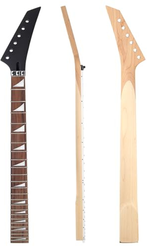 Ogdni Electric Guitar Neck 24 Fret 25.5 Inch Maple Fingerboard Locking Nut Replacement for Jackson Style (Black)