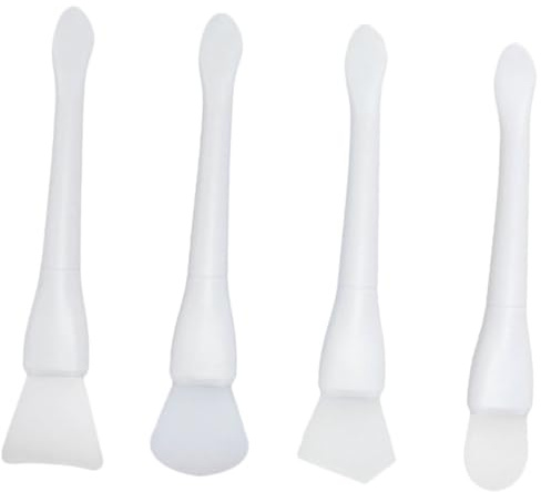 LOORGVEL 4 Aplicadores de Silicona para Mascarilla Facial Dual, Cepillo Portátil de Dos Lados, para Mascarilla de Barro y Aplicación Doméstica (4 Unidades)