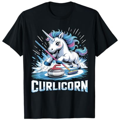 Eisstockschießen Einhorn Eissport Wintersport Lustig Curling T-Shirt