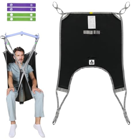 EZ Assistive Lift Divided Leg Sling for Patient Transferring,Lifting and Toileting,Medical Lift Pad for Elderly and Disabled, Patient Transfer Aid with 500 lbs Weight Capacity (Black, Medium)