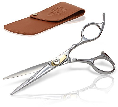 Eberbart Bartschere inkl. Kunstleder Etui + Gratis-eBook – Professionelle Haarschere aus rostfreiem Edelstahl zum präzisen Schneiden und Trimmen von Bart und Gesichtsbehaarung (Länge 18 cm)