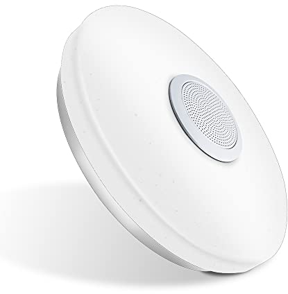 ELINKUME lámpara de techo LED de 30W regulable de 30CM, altavoz Bluetooth, lámpara de techo LED con cambio de color y control remoto, adecuada para dormitorio, sala de estar, habitación de niños