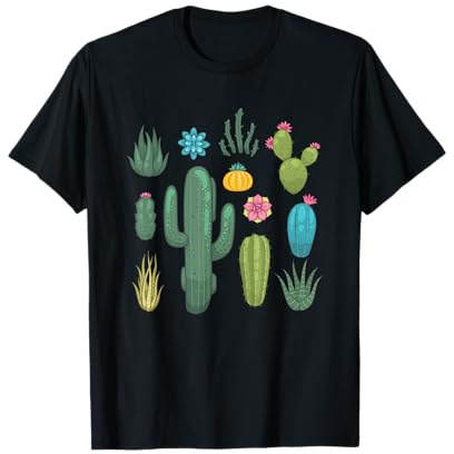 Piante Succulente Botaniche Educazione Cactus Retrò Maglietta