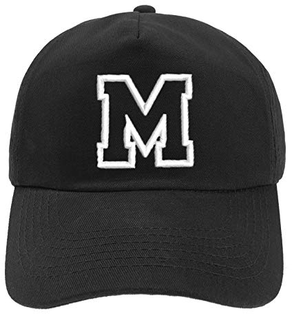 Unisex Jungen Mädchen Mütze Baseball Cap Schwarz Hut Kinder Kappe Alphabet A-Z (M)