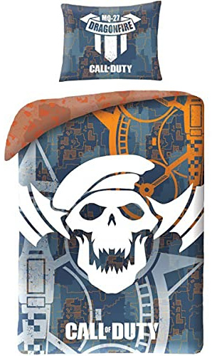 Halantex Sängkläder set Call of Duty Black Ops, bäddset 140 x 200 cm + örngott, barnsängkläder + ryggsäck. 100 % bomull, Oeko-Tex (COD-5530BL– grå)