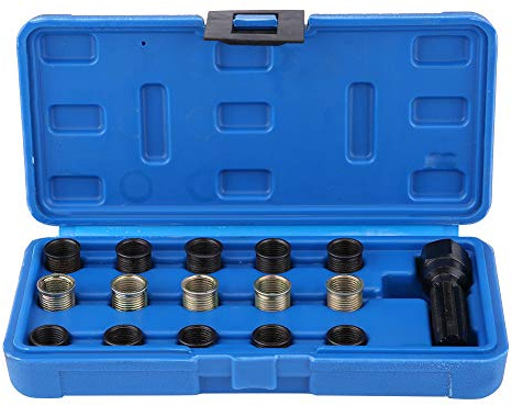 Zündkerzengewinde Reparatur Set, 16-teilig, M14 x 1,25 mm, mit M16 Hahn und tragbarem Gehäuse