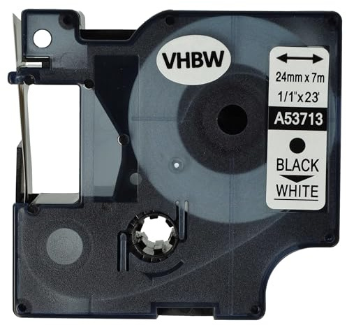 vhbw Schriftband-Kassette kompatibel mit Dymo LabelWriter Duo | Duo 400, Duo 450 Etiketten-Drucker 24mm Schwarz auf Weiß