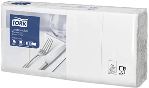 Tork White Lunch Napkin 1/8 Folded, 2 Ply, Pack of 200 Napkins