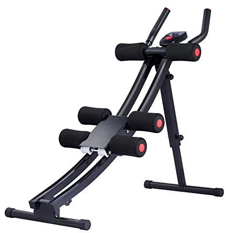 ZELUS Ab Machine for Home Gym Core Strength Training Equipment for Home Fitness Coaster with 4 Intensities and Digital Display Foldable Core Trainer for Abdominal Training, 120 kg Capacity