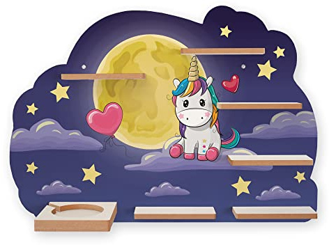 Kreative Feder Regal „Magisches Einhorn“ geeignet für Toniebox und Tonies inkl. 40 Metallplättchen für Flexible Befestigung der Tonie Figuren (Magic Unicorn)