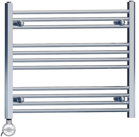 700mm Wide Chrome Electric Bathroom Heated Towel Rail Thermostatic Warmer Radiator Precise Control (700 x 600 mm (BTU: 822))
