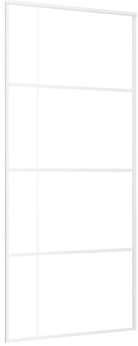 vidaXL Schiebetür Schiebetürsystem Glastür Glasschiebetür Ganzglasschiebetür Tür Innen mit Alurahmen ESG-Mattglas Aluminium 90x205 cm Weiß