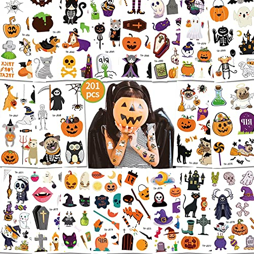 Halloween Tattoo Gesicht,20 Blätter Tattoo Kinder Wasserdichte Kindertattoos Aufkleber für Halloweenparty Kindergeburtstag Mitgebsel,Hexen Schädel Gruselig Karneval Party Prop Deko