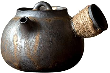Habrur Teiera in Ghisa Teiera Giapponese Teiera Cinese in Ceramica da 170 ml Teiera in Porcellana con Manico Laterale Regalo Portatile per Esterni. Teiera Ghisa Teiera Cinese