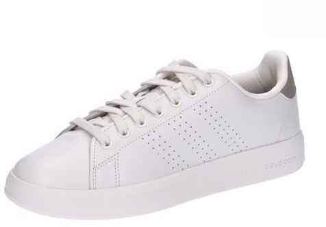 adidas Damen Advantage Premium Leather Shoes, chalk white/chalk white/champagne met, 38 EU