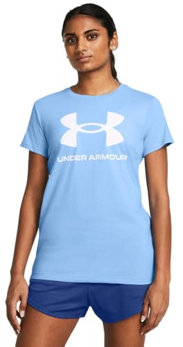 Under Armour Damen Live Sportstyle Graphic Short Sleeve Crew Neck T-Shirt, (465) Horizon Blue/White, X-Klein