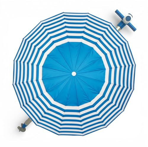 Pincho Parasol de Plage Grand 240 Cm, Anti-Vent Jusqu'à 35 Km/H, Protection UV 50, Tube en Aluminium, 16 Barres en Fibre de Verre, Mât Inclinable, Parasol Pliable pour Plage, Léger, avec Housse de