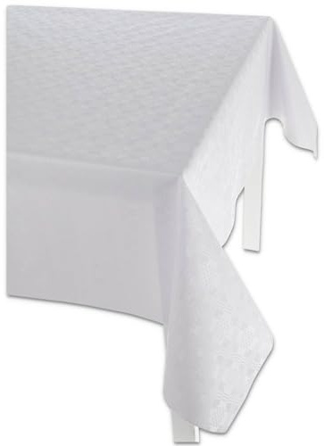 Casatessile Tovaglia plastificata Italiana DAMAMIX Tovaglia Cerata, Tovaglia Plastica - Bianco, 12 posti 140x240 cm.