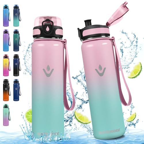 Vikaster Botella Termica, 500ml sin BPA, Botella Agua Acero Inoxidable, a Prueba de Fugas, Botella de Agua, Reutilizable, Cantimplora para Deporte, Oficina, Escuela, Ciclismo