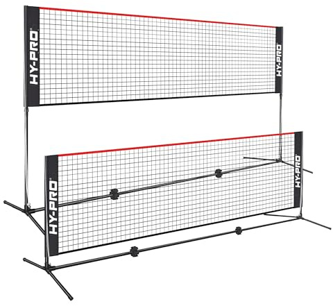 Hy-Pro Höhenverstellbares Netz – 90 cm Höhe, 3 m Breite, einfach zu montieren, leicht, Tragetasche, ideales Freizeitsportnetz für Kinder und Erwachsene, Badminton, Tennis, Pickleball, Volleyball