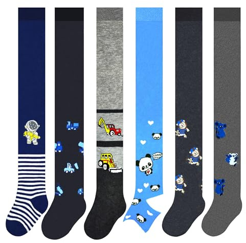 MRCC Pack of 6 Boys Children Knitted Tights Baby Tights Finely Knitted Cotton 12999, 122-128