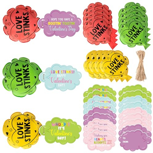 CPicdn 12 Pack Valentine's Day Whoopee Cushions Card Set, Love Stinks Whoopee Cushion with Card, Valentine's Day Fart Prank Kit Toys Party Favors, Novelty Trick Joke Gift for Kids Adults Office Home