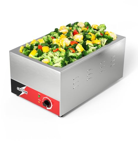 CROSSON Gastronorm Bain Marie Electric,Profi Gastro Speisewärmer,bain Marie für soßen,passend für GN 1/1 Gastronorm-Behälter,230V/1200W,Wasserbad Temperatur einstellbar von 35-85 °C
