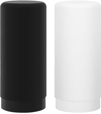 Laroal 2-Piece Refillable Silicone Dispenser Bottle, Black, 240ML, Shower Gel, Soap, Lotion, Essential Oil, Shampoo, Kitchen, Bathroom, Office, Restaurant, School, Hotel, Hospital, Home