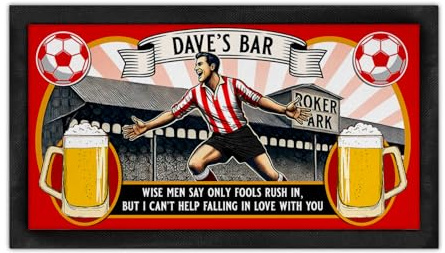 KRAFTYGIFTS Personalised Bar Runner Sunderland Football Fan Rubber Beer Mat Home Pub Man Cave Shed Retro Dad Birthday Gift SBR85