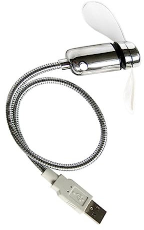 Homoyoyo Ventilateur Horloge Pales en Pvc USB Blanc Affichage de L'heure Alimentation Usb et Support Métal Flexible, pour Bureau ou Bibliothèque