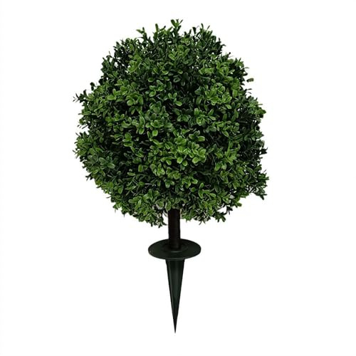pulunto Artificial Boxwood Topiary Ball Trees with Ground Spike, Artificial Boxwood Ball Bush, UV Resistant Artificial Shrubs, Fake Evergreen Artificial Plant Brush for Front Porch Garden
