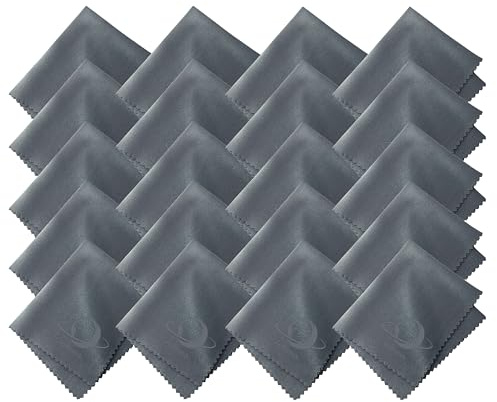 Xcdhemde® 20 Piezas Gamuza Limpia Gafas de- 15x18cm, Paño de Limpieza de Microfibra, Utilizado para Limpiar Lentes, Gafas, Pantallas, Teléfonos Móviles y Computadoras, Reutilizable (Gris)