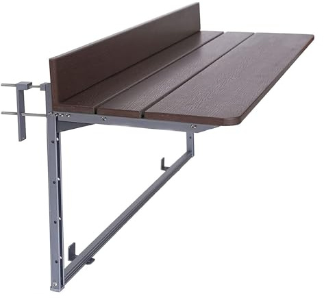 Tavolo pieghevole regolabile per balcone, salvaspazio, da appendere per patio e giardino, compatibile con molti tipi di ringhiere (lunghezza: 100 cm)