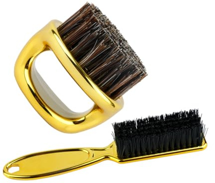 PRETYZOOM Cepillo Diseño Elegante y Cómodo Material Abs y Nylon Dorado Mango Largo y Anillo para Vello Facial y Cabello para Hombres y Barberos Profesionales