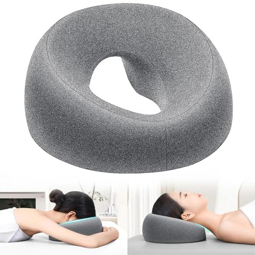 Eulihent Cuscino massaggiante per il viso, cuscino massaggiante per letto con foro di respirazione, poggiatesta ergonomico per spa, salone, casa e ufficio (grigio, fodera rimovibile)