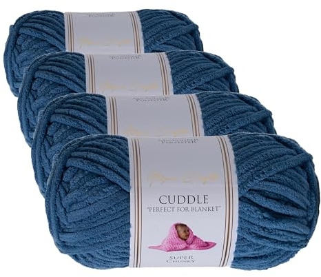 Utopia Crafts Ovillo Lana de Chenilla Gruesa Para Crochet y Tejer a Mano Saxe Blue, 100 g/60 m, Esponjosa, Suave, Ideal Principiantes. Lavable a Máquina, Alternativa a Lana Animal (Paquete de 4)