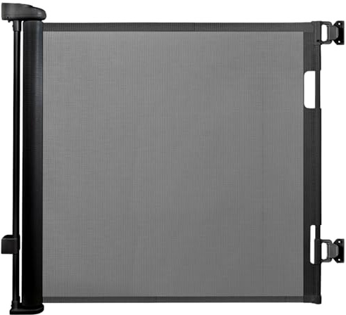 QWell Barrera de Seguridad Extensible 150 cm Altura 80 cm Retráctil Fácil Montaje para Bebés Niños Perros Gatos Escaleras Puertas Pasillos Interior Exterior Negro