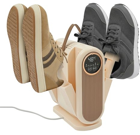 Asciugatrice elettrica per scarpe, 180 W, con 3 impostazioni timer, asciuga guanti con 4 braccia per calze, scarpe in pelle, scarpe in tessuto, scarpe da ginnastica, scarpe in cotone