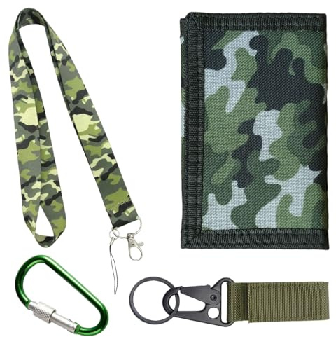 MR BAEQ Cartera Delgada de Camuflaje para Hombre, Monedero Deportivo al Aire Libre para niños, monederos Triple con Cremallera para Viajes para niños Adolescentes Regalo