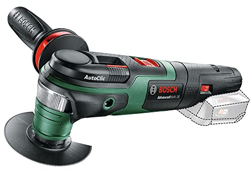 Bosch Home and Garden Outil multifonctions sans fil - AdvancedMulti 18 avec set d'accessoires (Livré sans batterie ni chargeur, système 18V, sous emballage carton) 0603104000 Vert