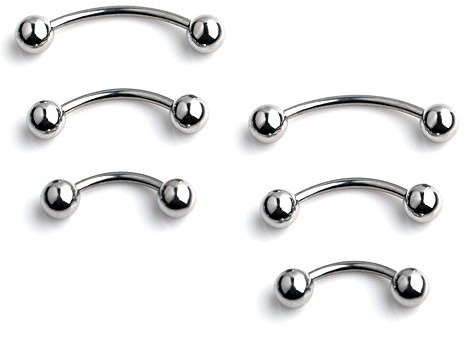 Ruifan 3prs(6pcs) Surgical Steel Tiny Curved Eyebrow Ear Navel Belly Lip Ring Barbell Piercing Jewelry 20g 6mm/8mm/10mm(Steel)