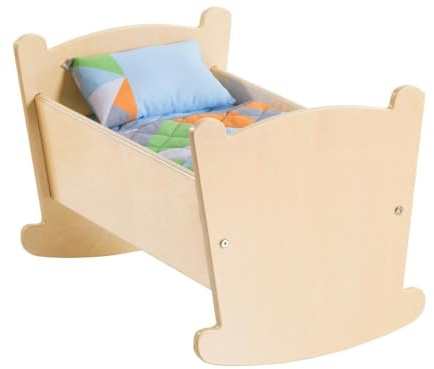 Kaplan Early Learning Company Wooden Doll Cradle with Pillow and Blanket