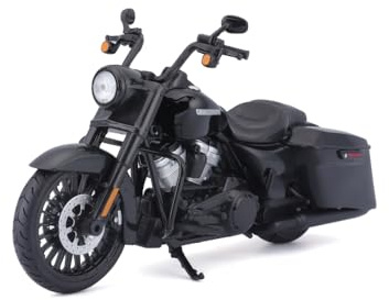 Maisto Harley-Davidson Road King Special: Originaltrogen motorcykelmodell 1:12, styrbar gaffel, rörligt sidostativ, 20 cm, svart (532336)