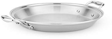 Heritage Steel 13.5 Paella Pan - Titanium Strengthened 316Ti Stainless Steel with 5-Ply Construction - Induction-Ready and Fully Clad, Made in USA