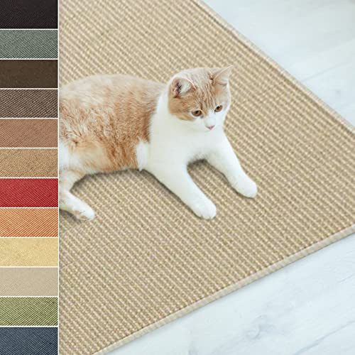 Floordirekt Sisal Fußmatte Teppich Vorleger Kratzteppich Katzenmöbel Kratzmatte Sisalmatte, widerstandsfähig & in vielen Farben und Größen erhältlich (50 x 50 cm, Elfenbein)