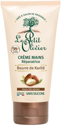 LE PETIT OLIVIER - Crème Mains Réparatrice - Beurre De Karité - Soulage, Répare & Hydrate - Peaux Très Sèches - 98% D'Origine Naturelle - Sans Silicone - Fabriqué en France - 75 ml