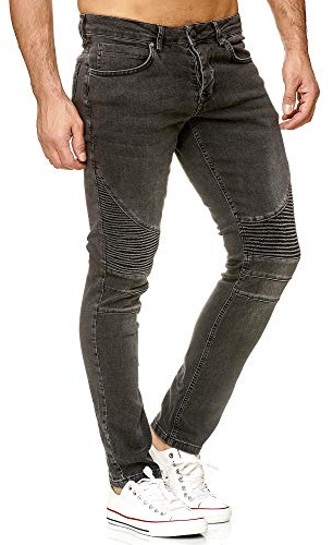 Tazzio Herren Denim Biker-Jeans Slim Fit M517-1 Schwarz 40/36
